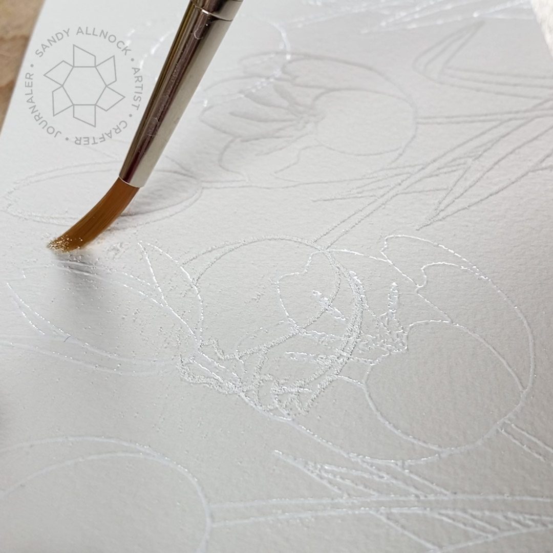 Masking - WHILE embossing (plus watercoloring with distress inks ...